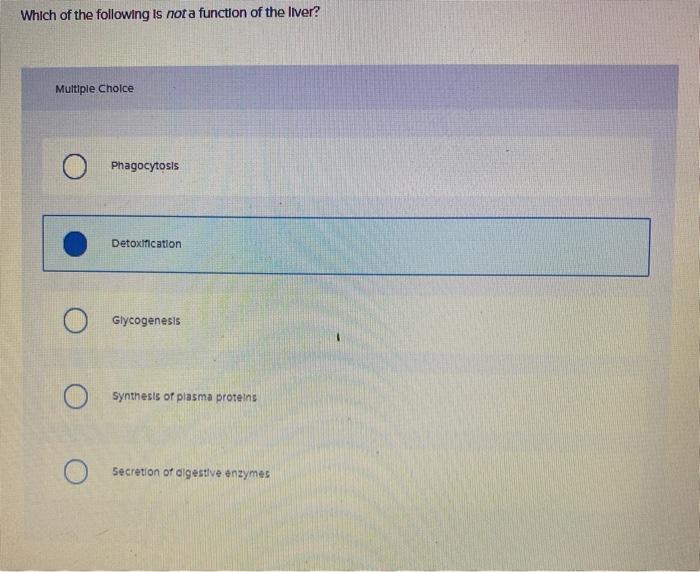 Which of the Following is Not a Function of the Liver