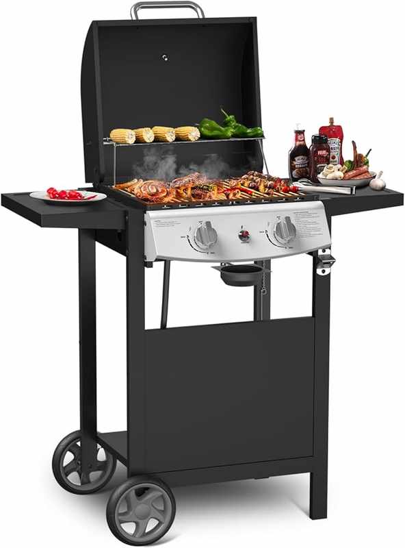 8 Burner Bar B Que Two Propane Tanks Wheels And